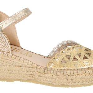 Fabiolas 816534 Sandalia con cuña Champagne Laminado