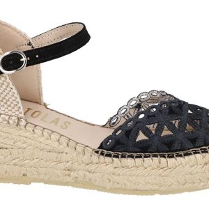 Fabiolas 816834 Sandalia con cuña Vitelo Negro