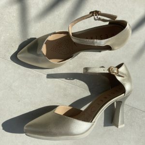 Desiree SAGA17 Zapato puntera+talon tacon 7,5 cm STAR PLATINO