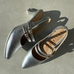 Desiree MACA6 Zapato destalonado 2 correas tacon 4,5 cm STAR PLATA