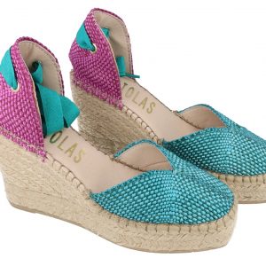 Fabiolas D260227 Sandalia con cuña Talonera Aguamar