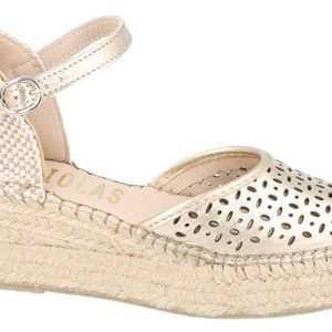 Fabiolas D315501 Sandalia con cuña Laminado Champagne