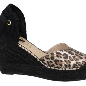 Fabiolas 5N206029 Sandalia con cuña Leopardo Negro