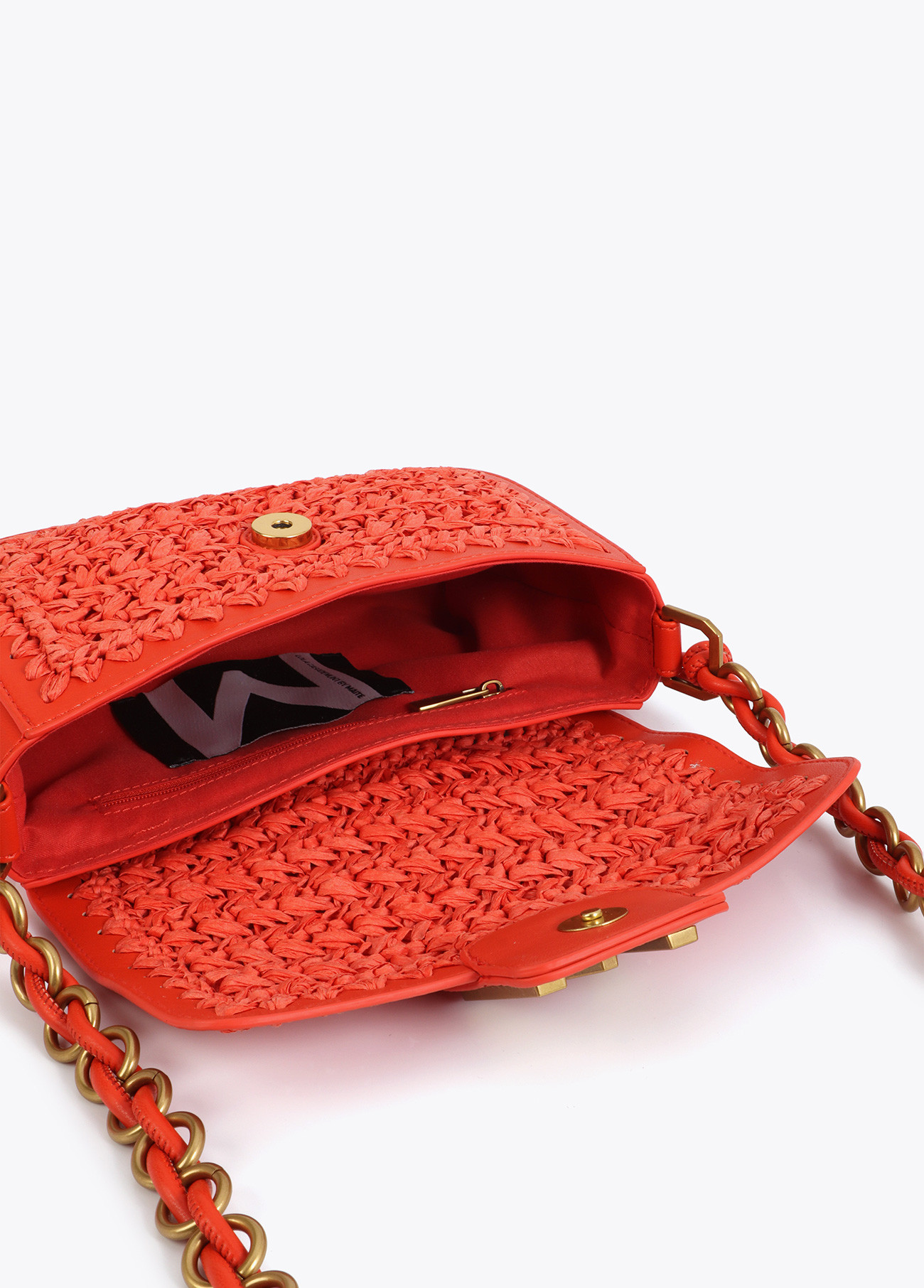 LOLA CASADEMUNT MS2604010 Bandolera combinada rafia y efecto piel CORAL - Imagen 5