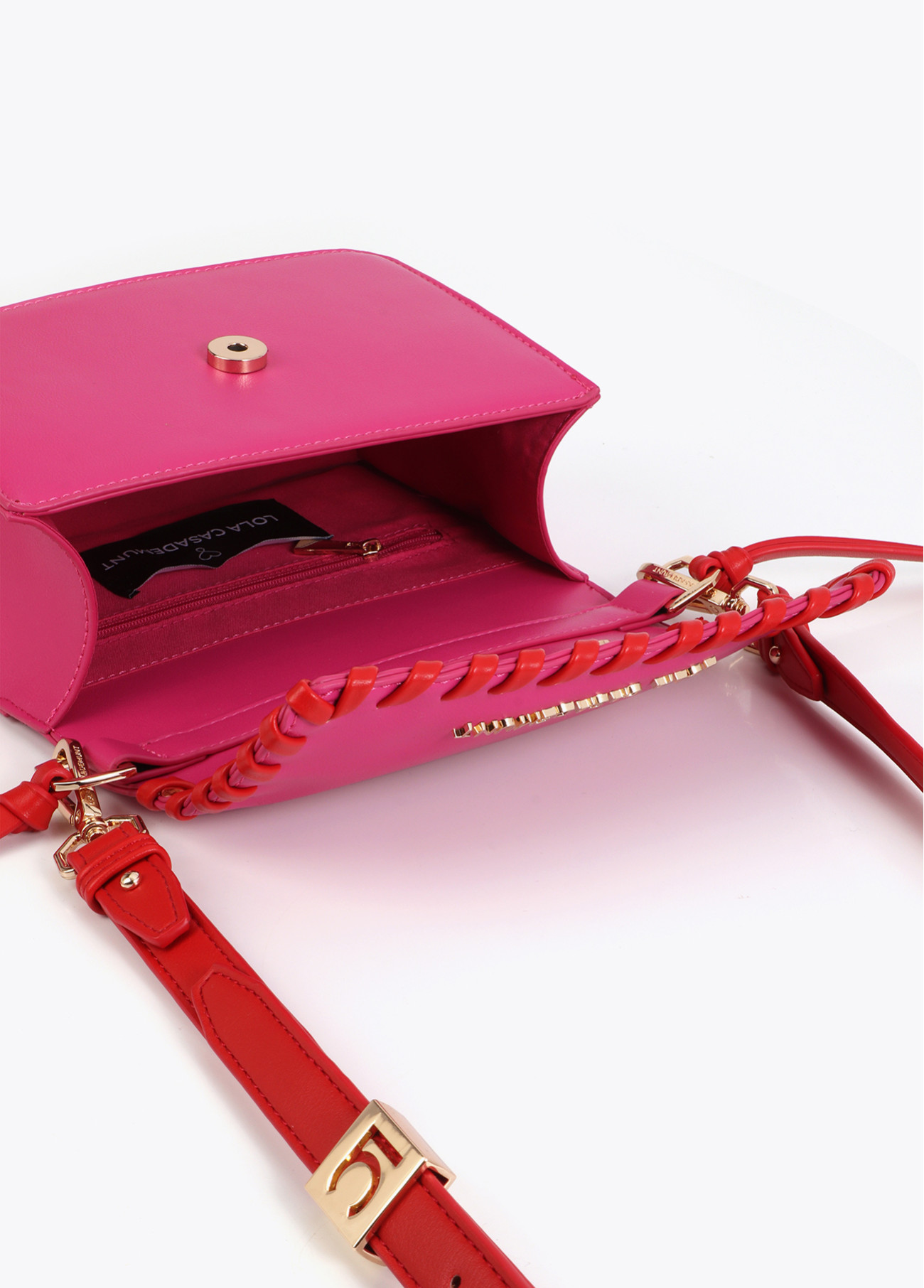 LOLA CASADEMUNT LS2604072 Bandolera con detalle trenzado a contraste ROSA-ROJO - Imagen 4