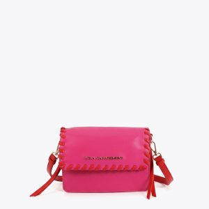 LOLA CASADEMUNT LS2604072 Bandolera con detalle trenzado a contraste ROSA-ROJO
