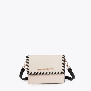 LOLA CASADEMUNT LS2604072 Bandolera con detalle trenzado a contraste NEGRO-CRUDO