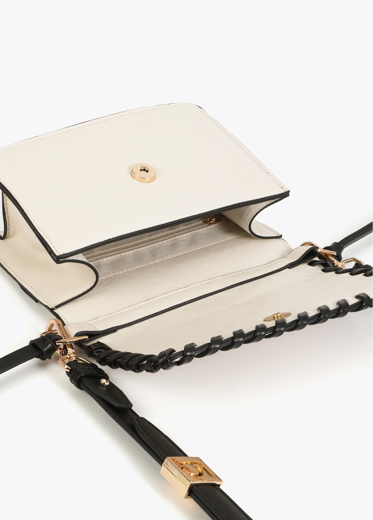 LOLA CASADEMUNT LS2604072 Bandolera con detalle trenzado a contraste NEGRO-CRUDO - Imagen 3