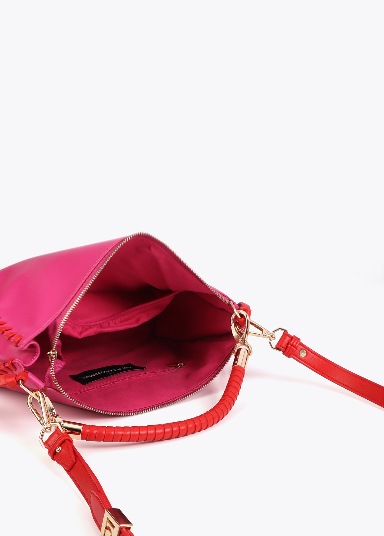 LOLA CASADEMUNT LS2604071 Bolsito con detalle trenzado a contraste ROSA-ROJO - Imagen 2