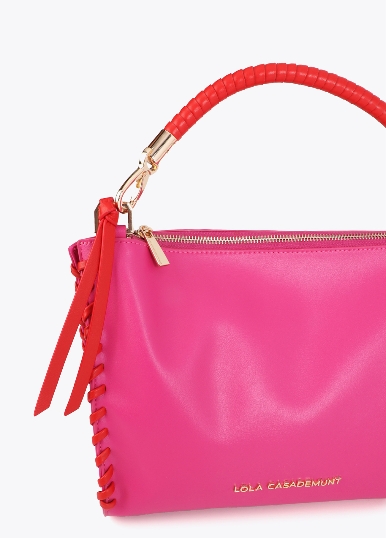 LOLA CASADEMUNT LS2604071 Bolsito con detalle trenzado a contraste ROSA-ROJO - Imagen 4