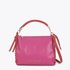 LOLA CASADEMUNT LS2604071 Bolsito con detalle trenzado a contraste ROSA-ROJO
