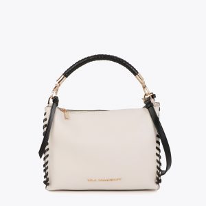 LOLA CASADEMUNT LS2604071 Bolsito con detalle trenzado a contraste NEGRO-CRUDO