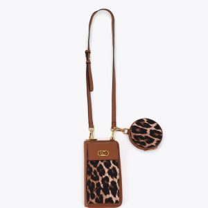 LOLA CASADEMUNT LS2612007 Bolsito para el móvil animal print MARRON-NEGRO