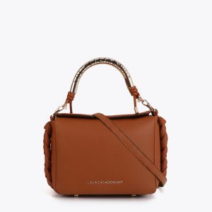 LOLA CASADEMUNT LS2604018 Bolso bandolera asa metálica troquelada CAMEL