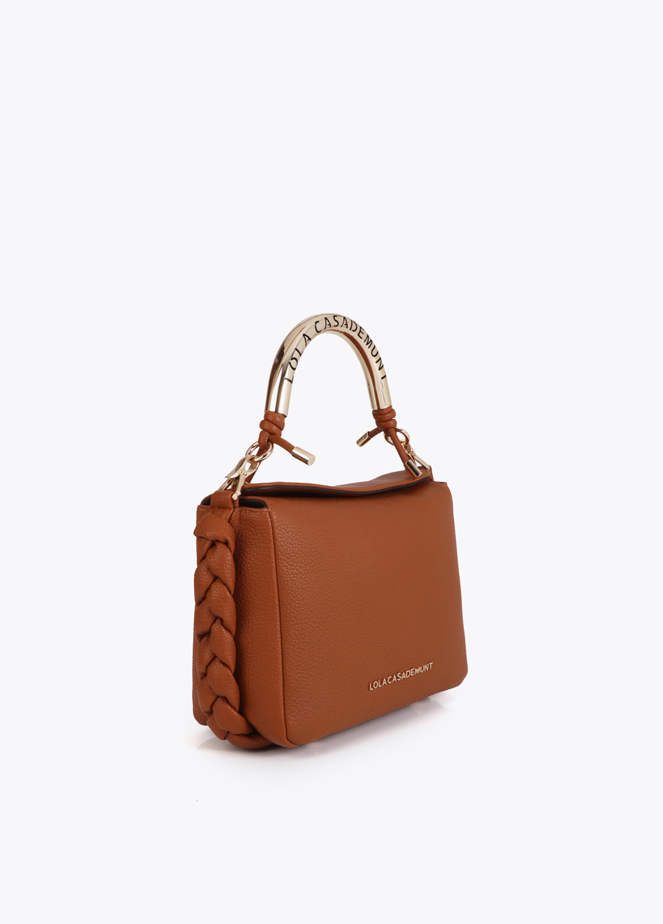LOLA CASADEMUNT LS2604018 Bolso bandolera asa metálica troquelada CAMEL - Imagen 3