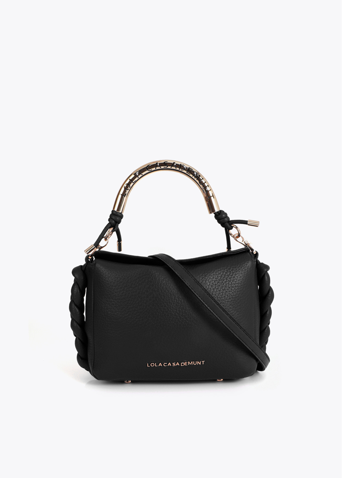 LOLA CASADEMUNT LS2604018 Bolso bandolera asa metálica troquelada NEGRO