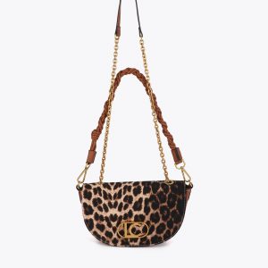 LOLA CASADEMUNT LS2604034 Bolso media luna de leopardo y efecto piel MARRON-MARRON