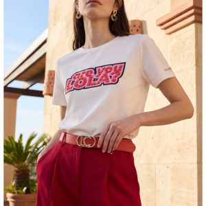 LOLA CASADEMUNT LS2615003 Camiseta Are you LOLA piedras BLANCO