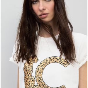 LOLA CASADEMUNT LS2615004 Camiseta LC lentejuelas BLANCO