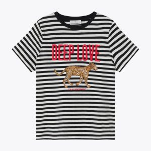 LOLA CASADEMUNT LS2615107 Camiseta rayas Deep Love CRUDO-NEGRO