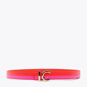 LOLA CASADEMUNT LS2606007 Cinturón bicolor hebilla logo LC ROJO-ROSA