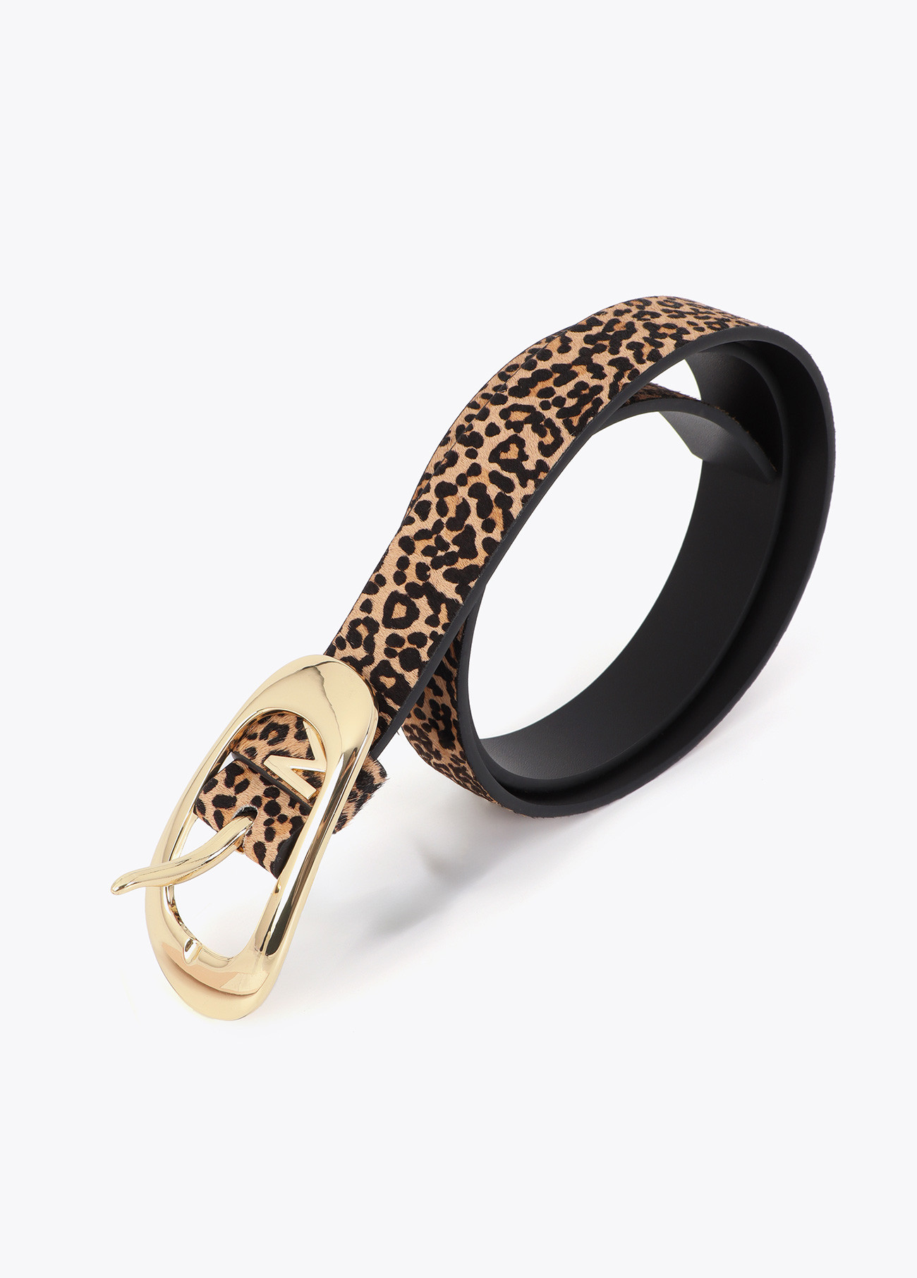 LOLA CASADEMUNT MS2606005 Cinturón fino estampado animal en piel MARRON-NEGRO - Imagen 3