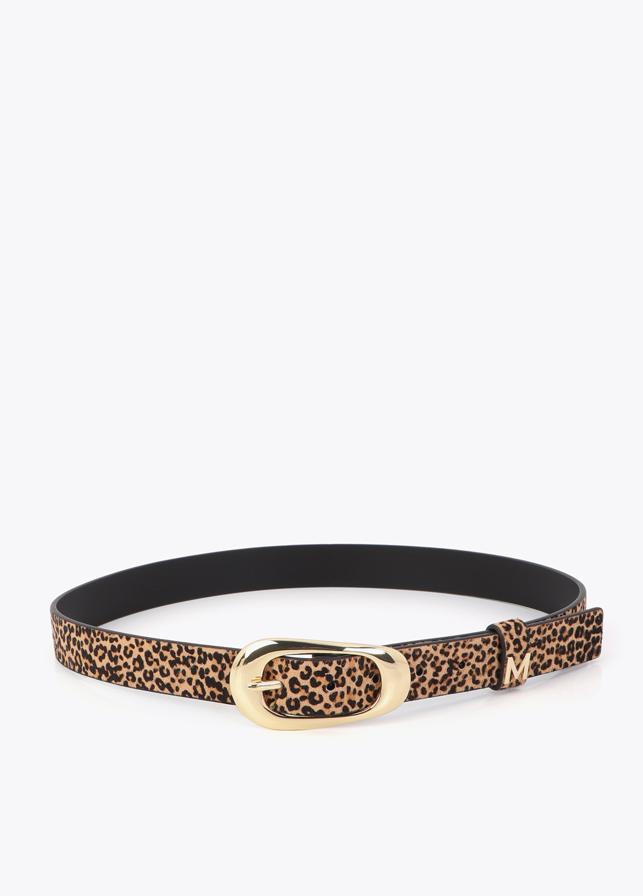 LOLA CASADEMUNT MS2606005 Cinturón fino estampado animal en piel MARRON-NEGRO - Imagen 4