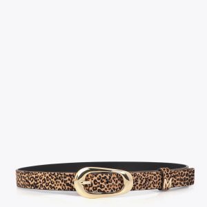 LOLA CASADEMUNT MS2606005 Cinturón fino estampado animal en piel MARRON-NEGRO