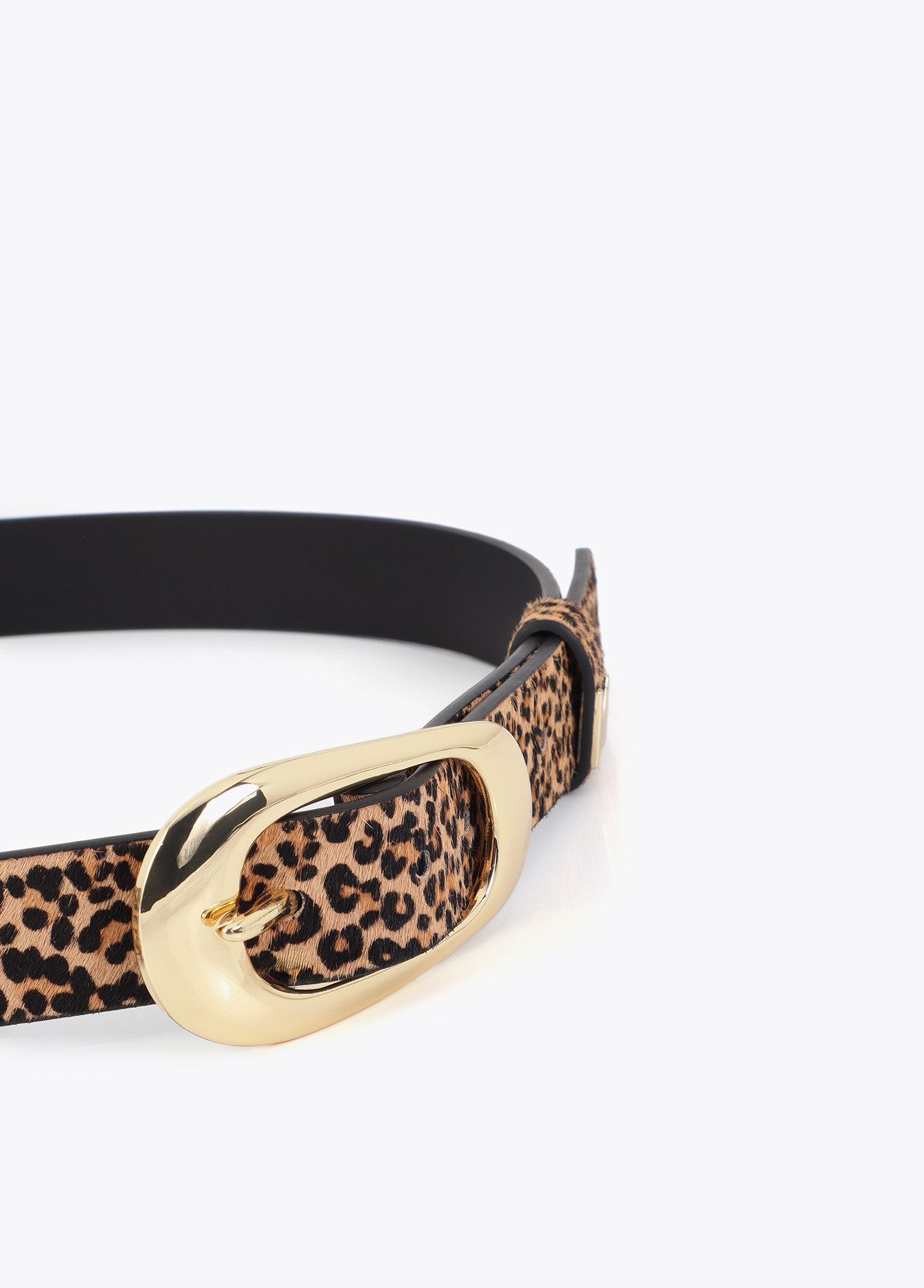 LOLA CASADEMUNT MS2606005 Cinturón fino estampado animal en piel MARRON-NEGRO - Imagen 5