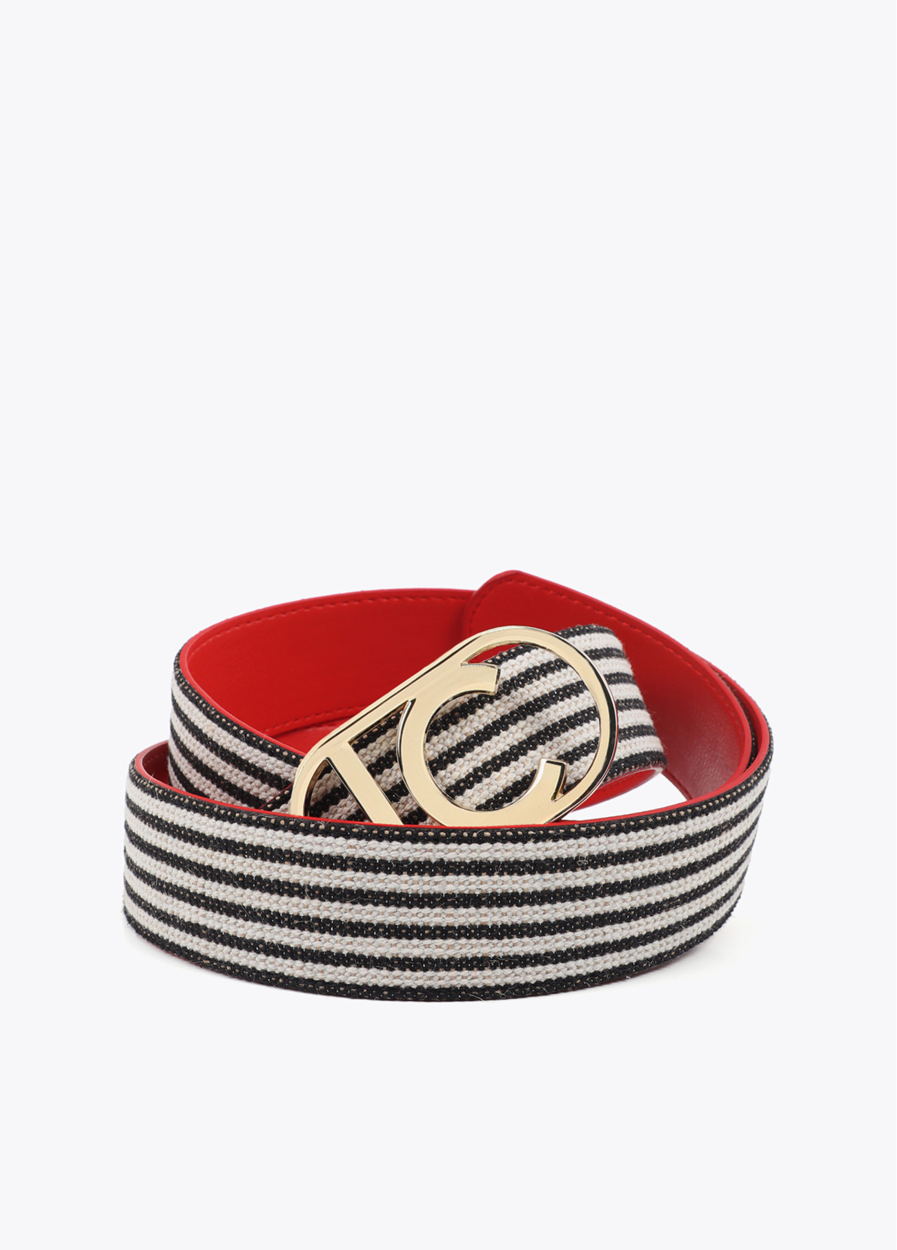 LOLA CASADEMUNT LS2606003 Cinturón reversible coral y canvas a rayas hebilla logo ovalado LC ROJO-MULTICOLOR - Imagen 3