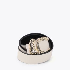 LOLA CASADEMUNT LS2606009 Cinturón reversible hebilla logo animal CRUDO-NEGRO