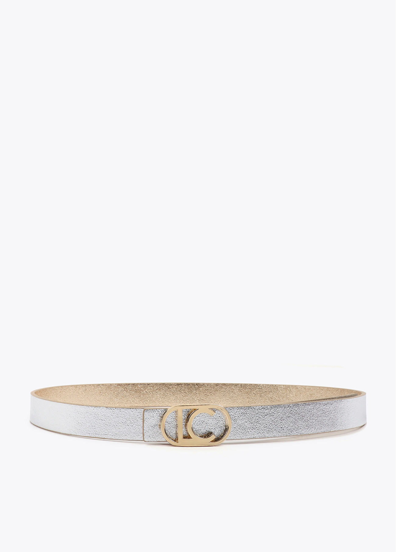 LOLA CASADEMUNT LS2606001 Cinturón fino reversible hebilla logo ovalado METAL-METAL - Imagen 2