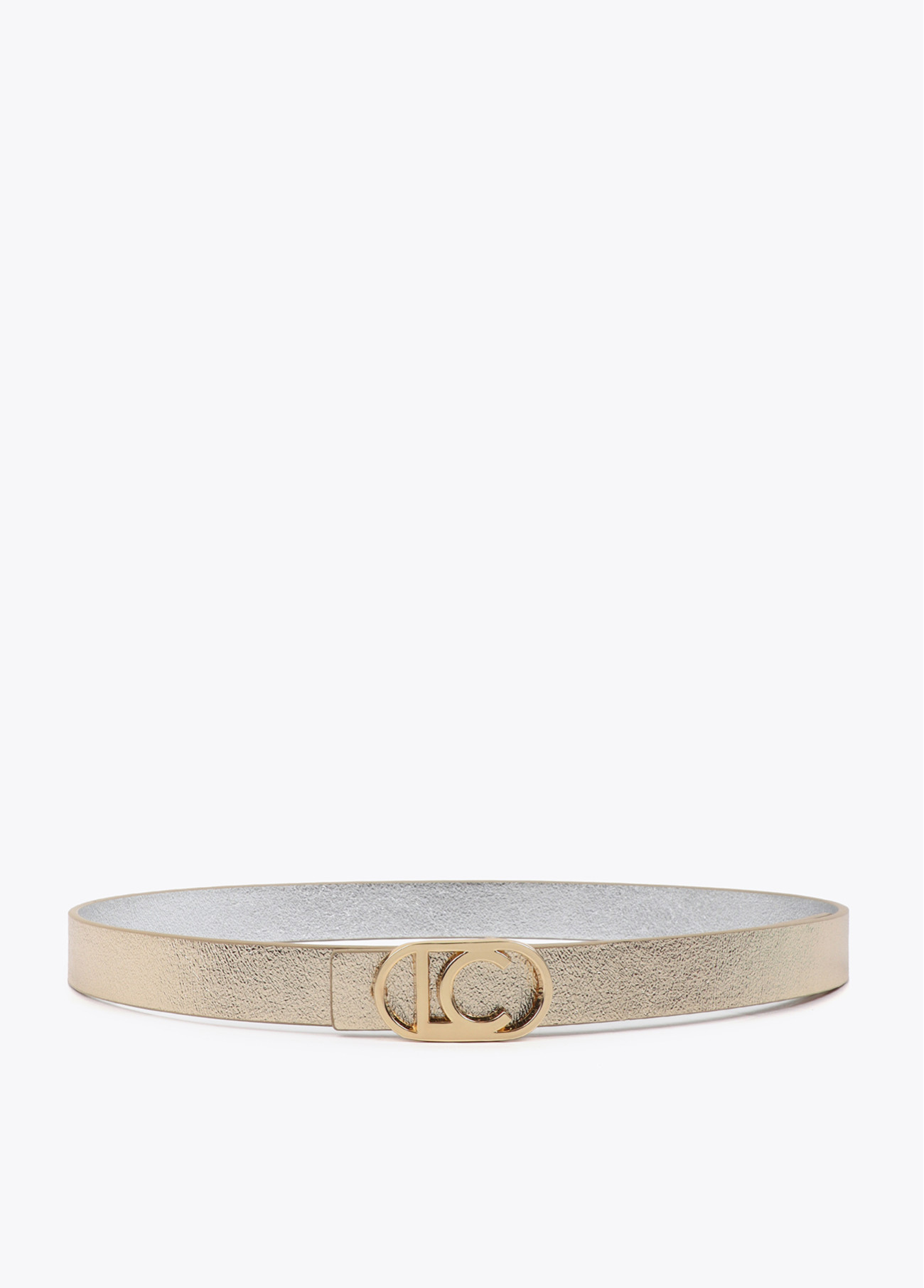 LOLA CASADEMUNT LS2606001 Cinturón fino reversible hebilla logo ovalado METAL-METAL