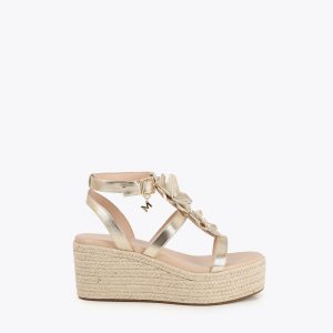 LOLA CASADEMUNT MS2605013 Cuña con adornos florales DORADO