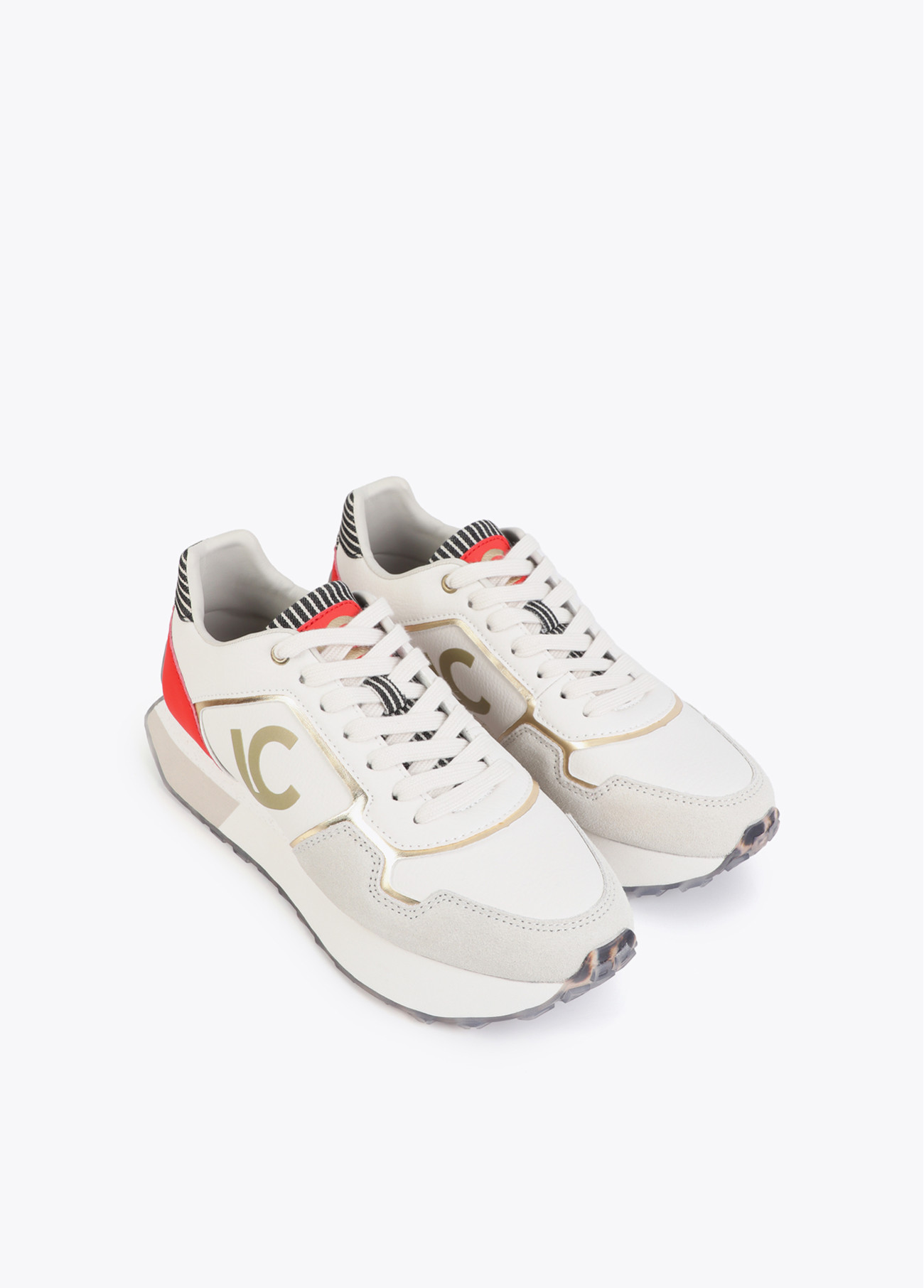 LOLA CASADEMUNT LS2605062 Deportiva con plataforma tricolor en tejidos combinados y detalles en piel CRUDO-GRIS - Imagen 2