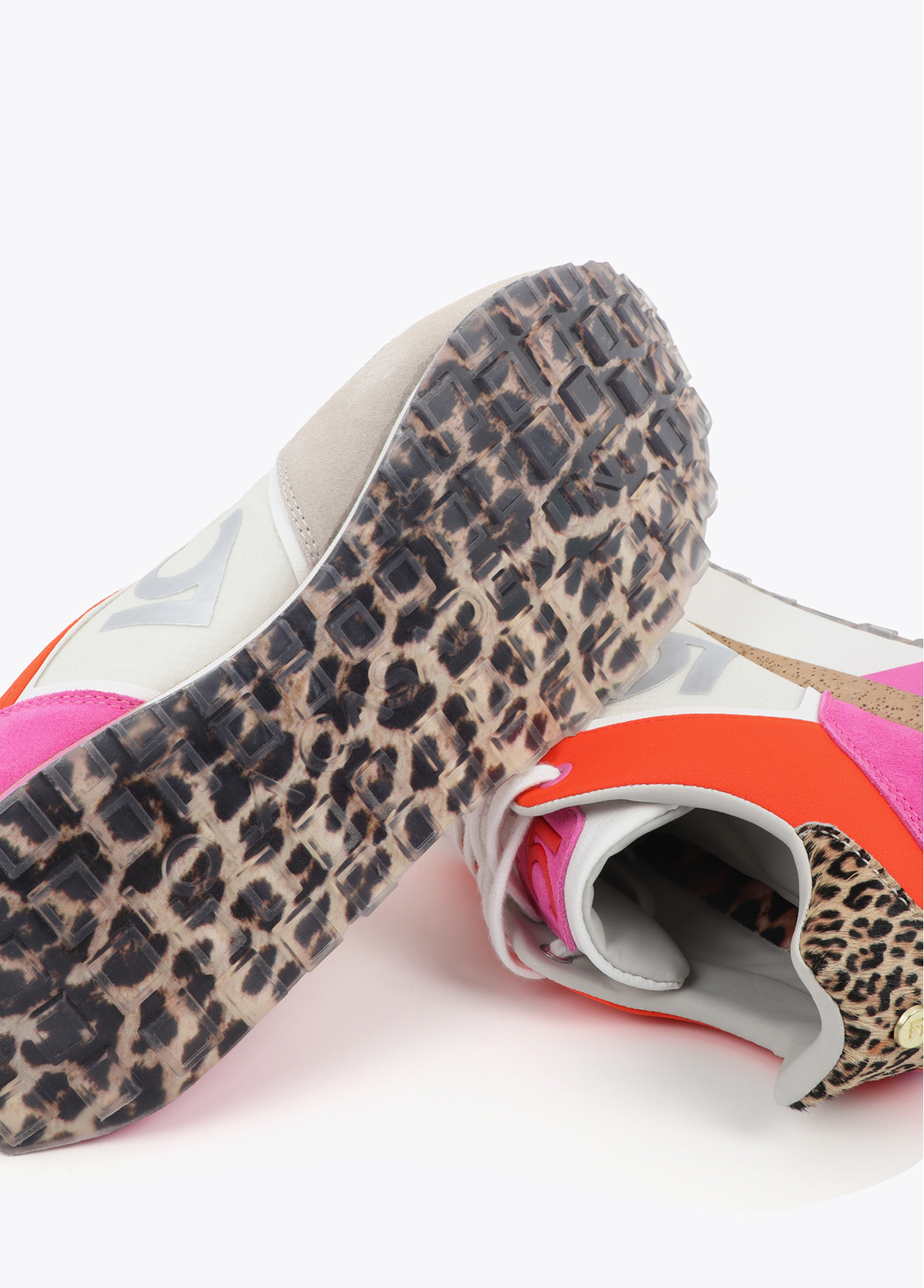 LOLA CASADEMUNT LS2605033 Deportiva con plataforma tricolor en tejidos combinados y detalles en piel CRUDO-NARANJA - Imagen 2