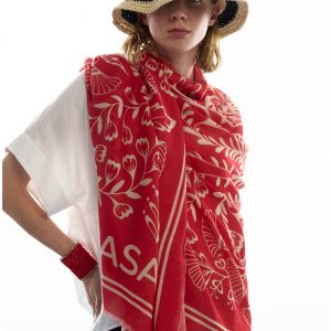 LOLA CASADEMUNT LS2607007 Fular estampado floral ROJO-MULTICOLOR
