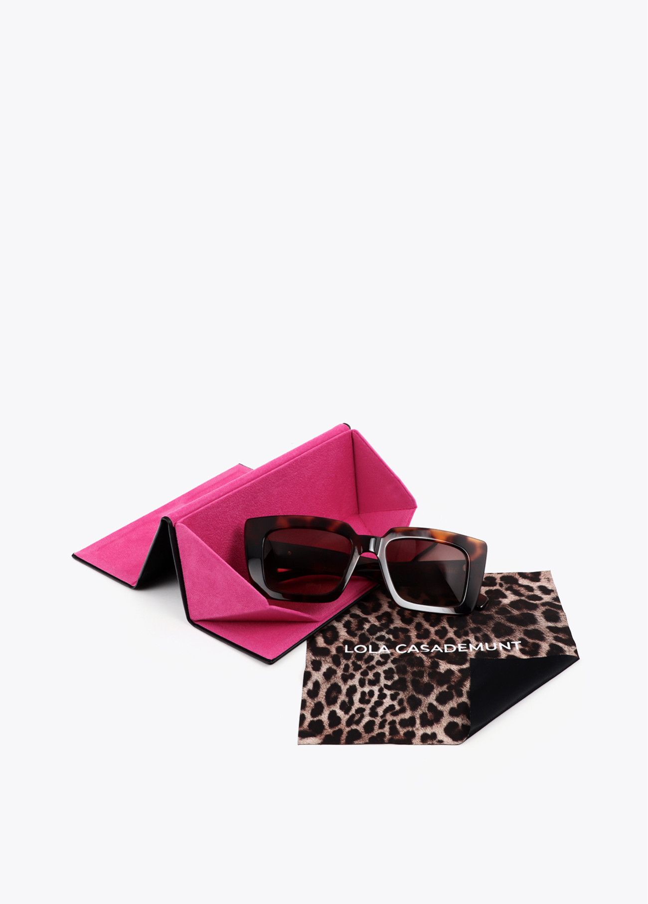 LOLA CASADEMUNT LS2609008 Gafa de sol rectangular con logo leopardo MARRON-MARRON - Imagen 3