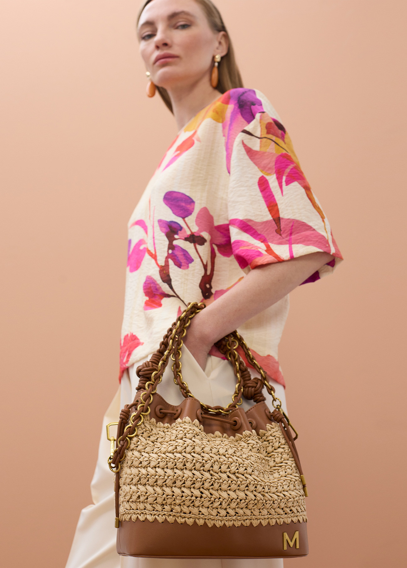 LOLA CASADEMUNT MS2604012 Judas combinada rafia y efecto piel MARRON - Imagen 2