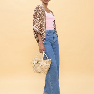 LOLA CASADEMUNT LS2602002 Kimono estampado manchas MARRON-CRUDO