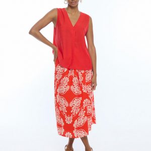 LOLA CASADEMUNT LS2608015 Falda pareo paisley ROJO-BLANCO