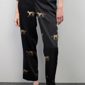 LOLA CASADEMUNT LS2614022 Jogger satinado print leopardo NEGRO-MARRON