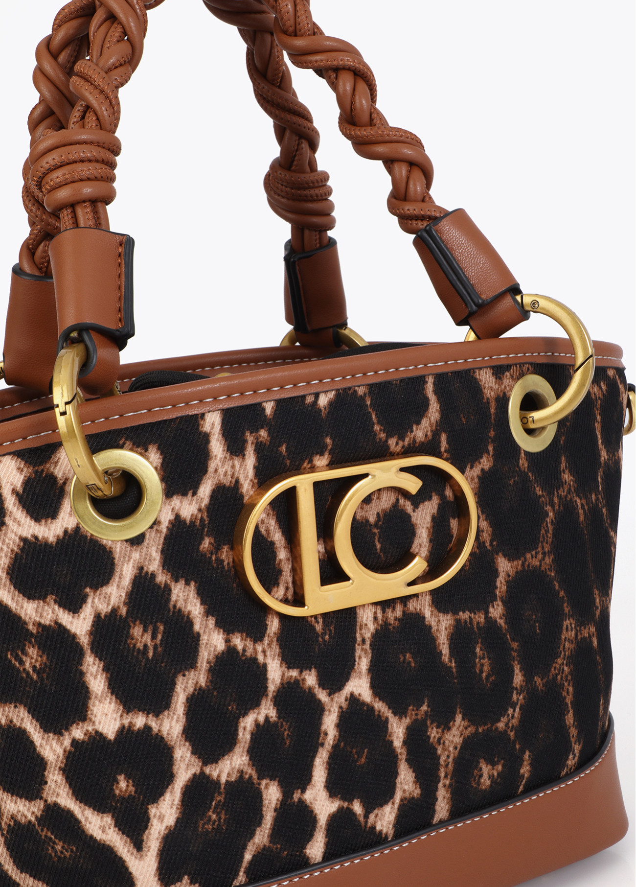LOLA CASADEMUNT LS2604032 Mini capazo leopardo y efecto piel MARRON-MARRON - Imagen 4