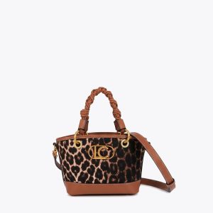 LOLA CASADEMUNT LS2604032 Mini capazo leopardo y efecto piel MARRON-MARRON
