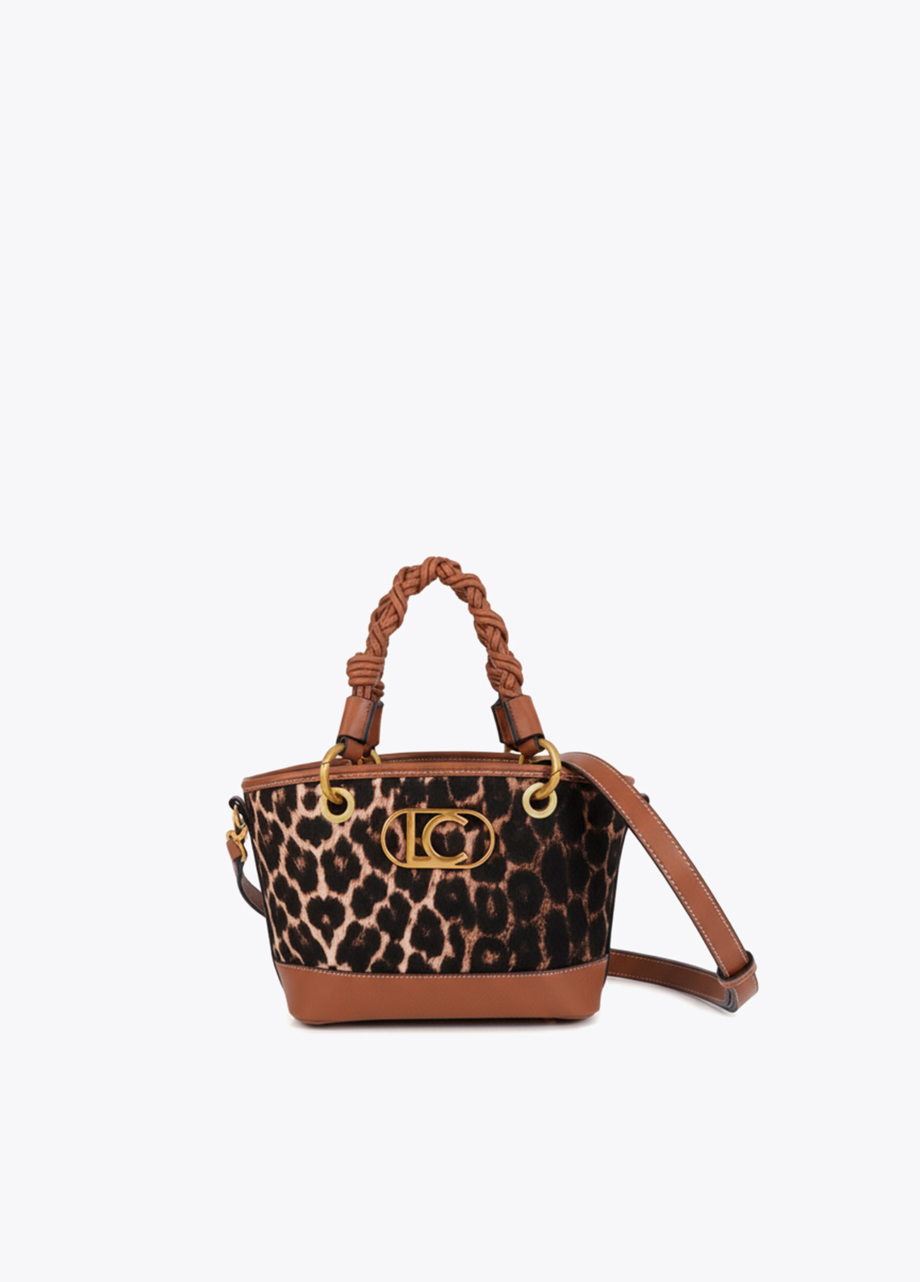 LOLA CASADEMUNT LS2604032 Mini capazo leopardo y efecto piel MARRON-MARRON