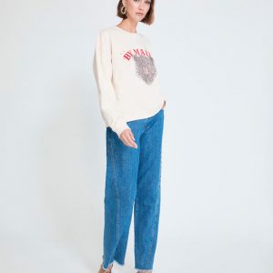 LOLA CASADEMUNT MS2611004 Sudadera animalito by maite con strass CRUDO