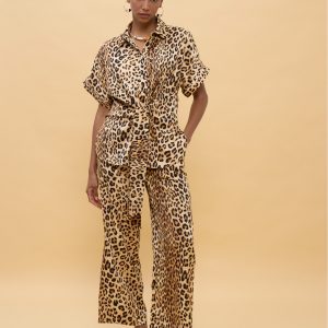 LOLA CASADEMUNT LS2615007 Camisa nudo animal print MARRON-MULTICOLOR