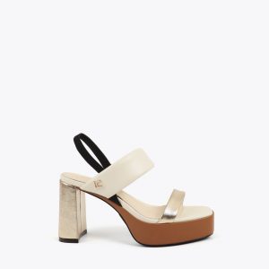 LOLA CASADEMUNT LS2605019 Sandalia de tacón con tiras tricolor METAL-MULTICOLOR