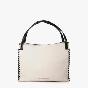 LOLA CASADEMUNT LS2604070 Shopper con detalle trenzado a contraste NEGRO-CRUDO