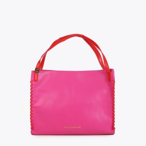 LOLA CASADEMUNT LS2604070 Shopper con detalle trenzado a contraste ROSA-ROJO